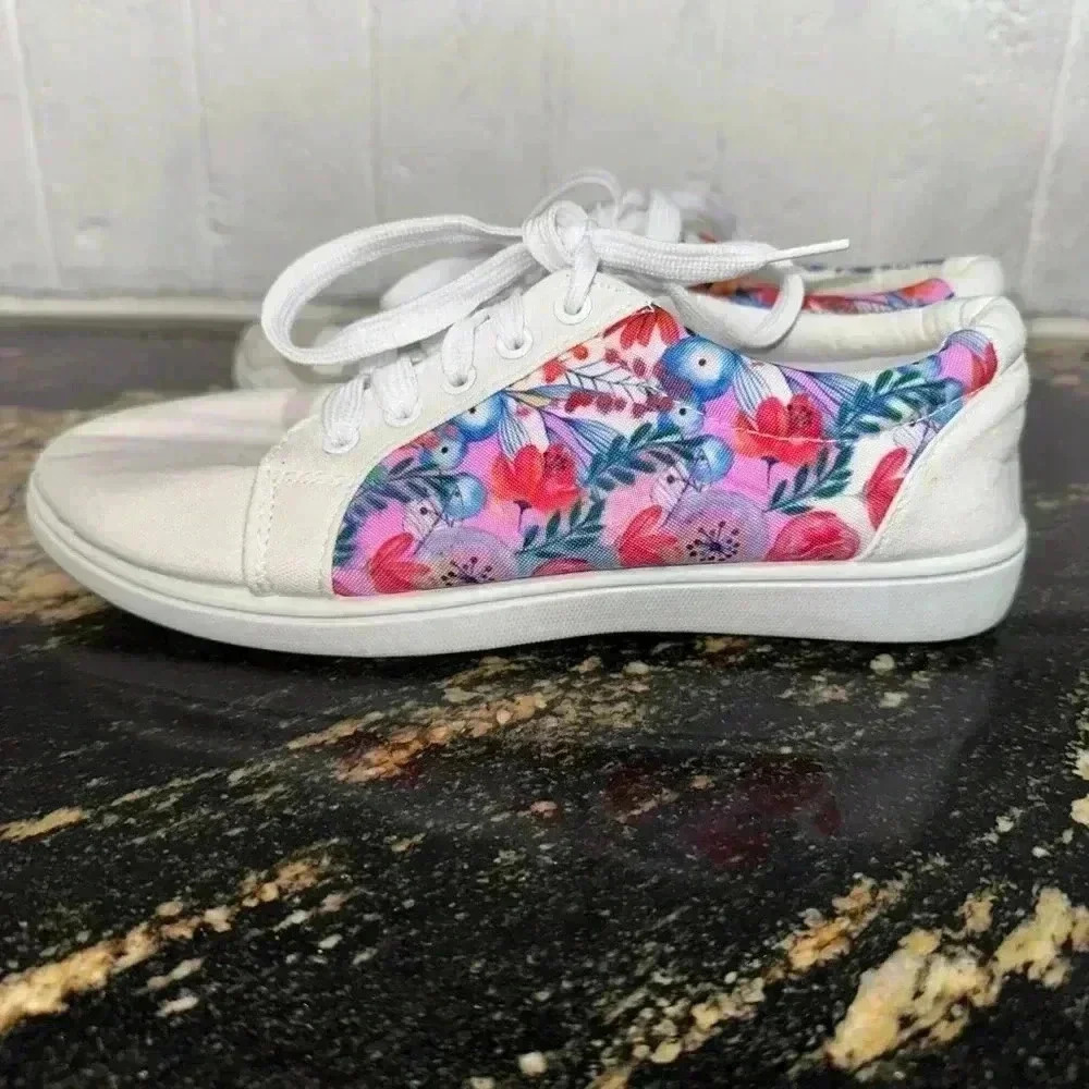 Women's Unbranded Sneakers White Pink Floral Size 6 - Picture 9 of 11